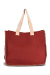 Jutetasche mit Kontrastnähten Arandano Red / Natural
