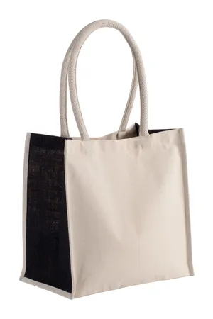 Baumwoll-/Jute-Shoppingtasche Natural / Black