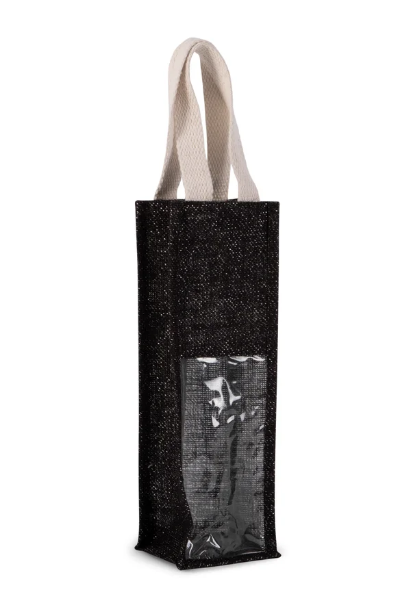 Jute-Flaschenbeutel Black / Silver