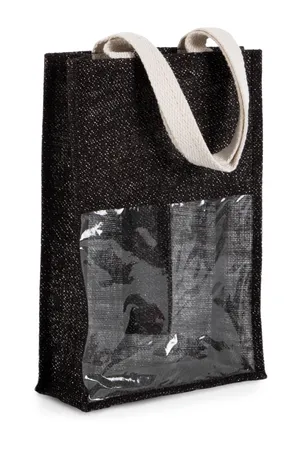 Jute-Flaschenbeutel Black / Silver