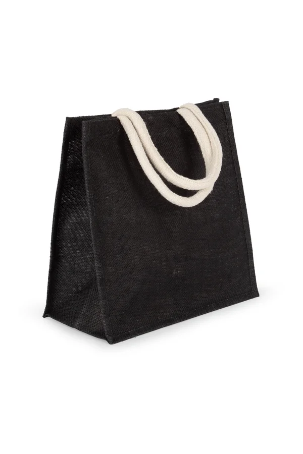 Jutetasche im Cabas-Stil Groß Black