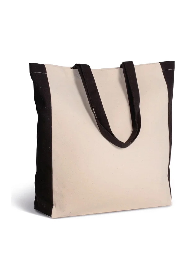 Zweifarbige Tasche im Cabas-Stil Natural / Black