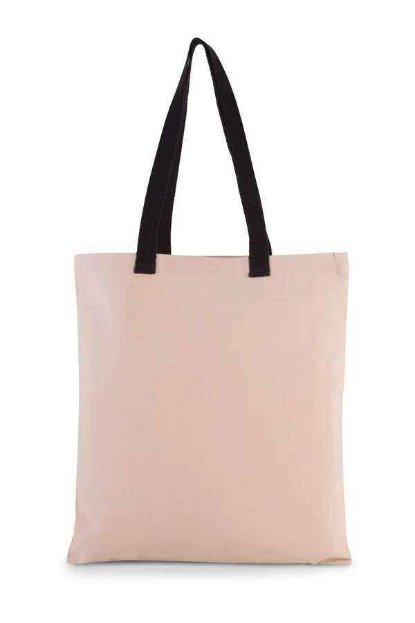 Flache Shoppingtasche aus Tuch mit kontrastfarbenem Griff Natural / Black