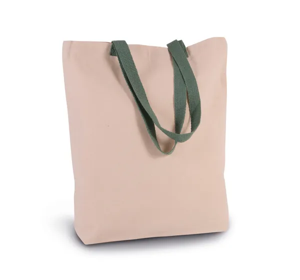Shopper bag with gusset and contrast colour handle