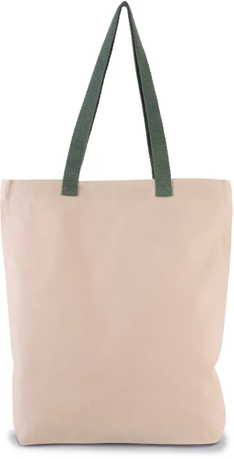 Shopper bag with gusset and contrast colour handle