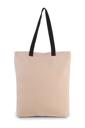 Shoppingtasche mit Seitenfalte und kontrastfarbenem Griff Natural / Black