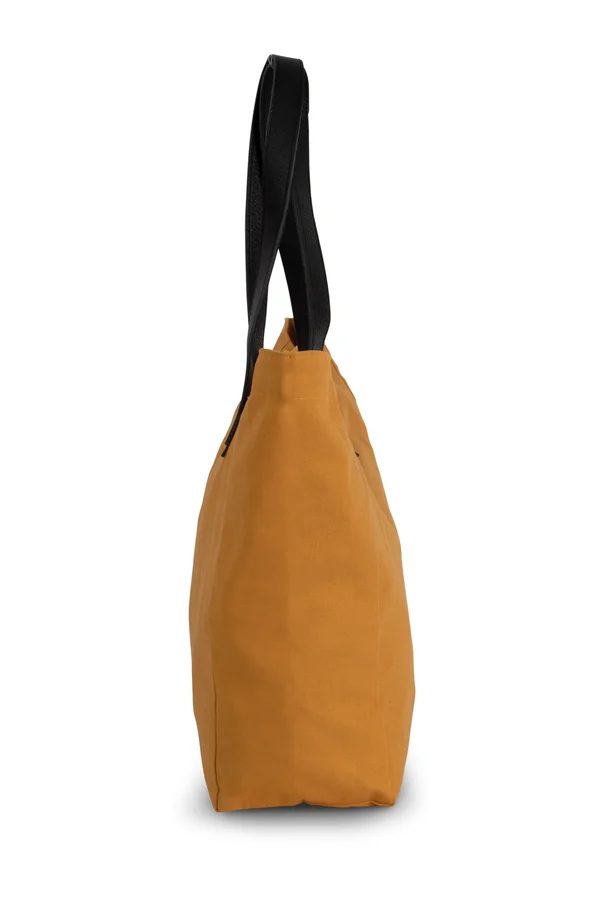 Handtasche mit Tragegriffen aus Leder Cumin Yellow