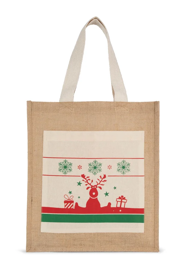 Einkaufstasche mit Weihnachtsmotiven Natural