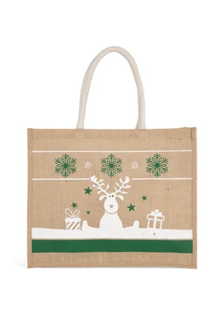 Einkaufstasche mit Weihnachtsmotiven Natural / White
