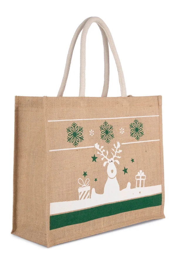 Einkaufstasche mit Weihnachtsmotiven Natural / White