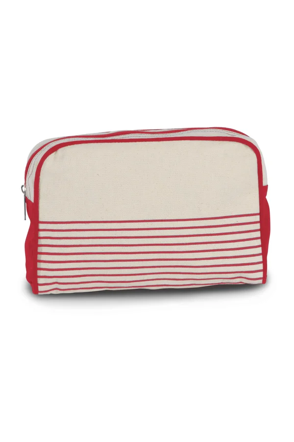 Kulturbeutel aus Baumwollcanvas – mariner Stil Natural / Red