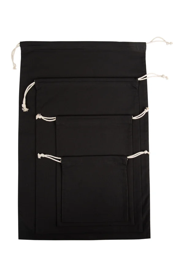 Kordeltasche aus biologischer Baumwolle Black