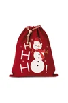 Cotton bag with snowman design and drawcord closure