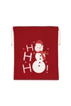 Cotton bag with snowman design and drawcord closure