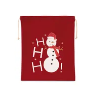 Cotton bag with snowman design and drawcord closure