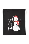 Baumwolltasche mit Kordelzug und Schneemannmotiv Black