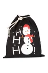 Baumwolltasche mit Kordelzug und Schneemannmotiv Black