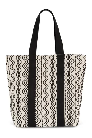 Recycelte Shoppingtasche – Wellenmuster Waved Black / Black