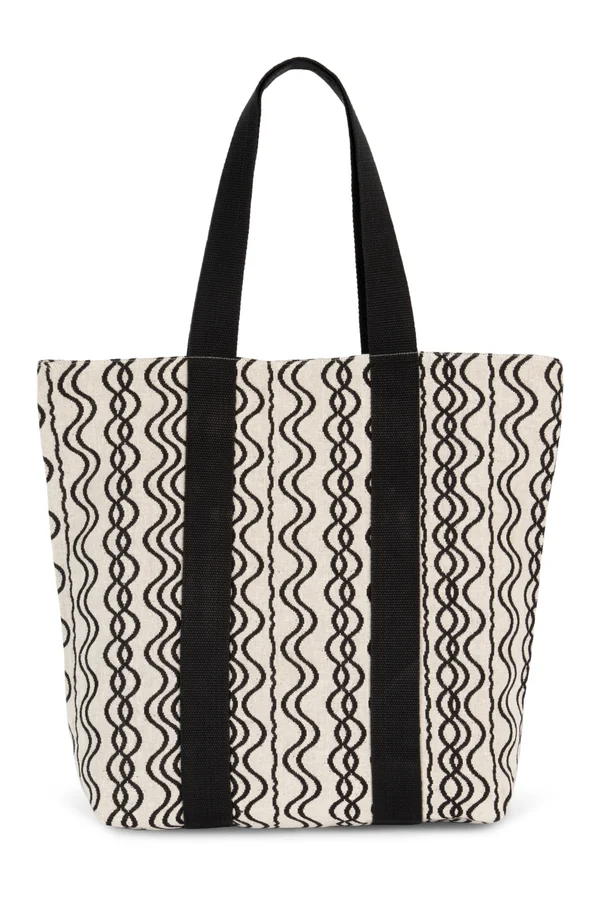 Recycelte Shoppingtasche – Wellenmuster Waved Black / Black