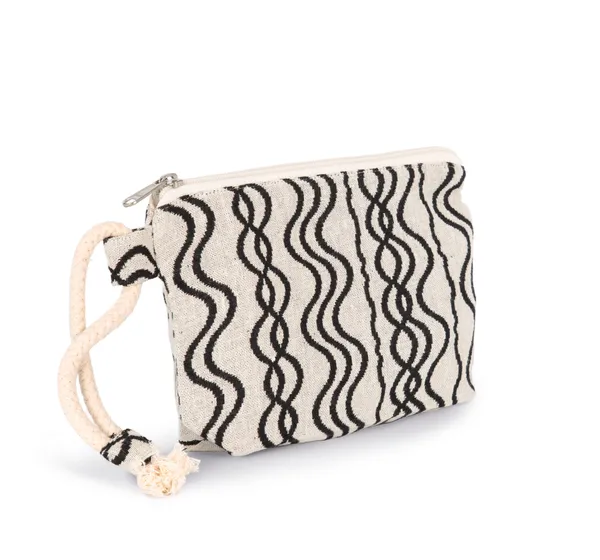 Recycled zipped pouch - Wavy pattern