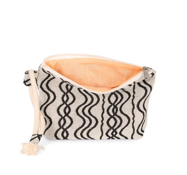 Recycled zipped pouch - Wavy pattern