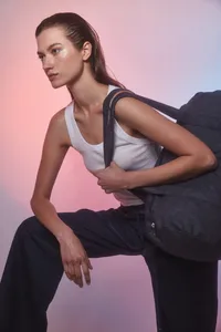 Denim duffel bag