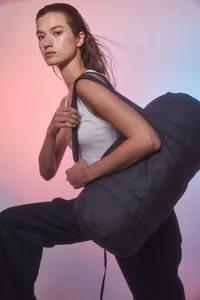 Denim duffel bag