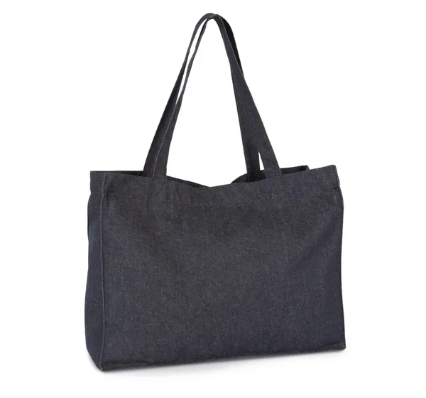 Recycled cotton denim look large shopper