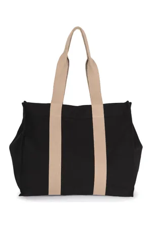 Große recycelte Shoppingtasche mit Seitenfalte Black Night / Hemp