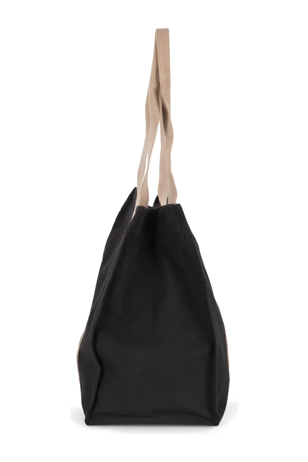 Große recycelte Shoppingtasche mit Seitenfalte Black Night / Hemp