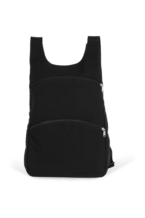 Recycelter Rucksack mit Anti-Diebstahlschutz-Tasche auf der Rückseite Black Night