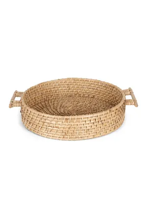 Flacher handgeflochtener Rattan-Korb Rattan