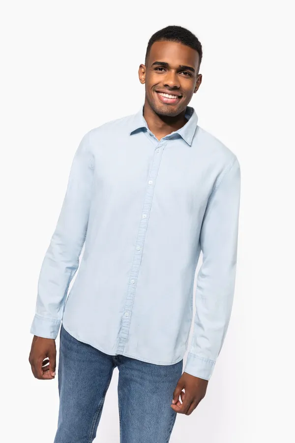 Men's faded shirt in cotton twill