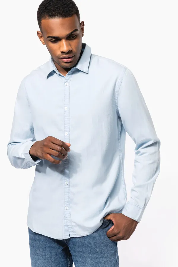Men's faded shirt in cotton twill