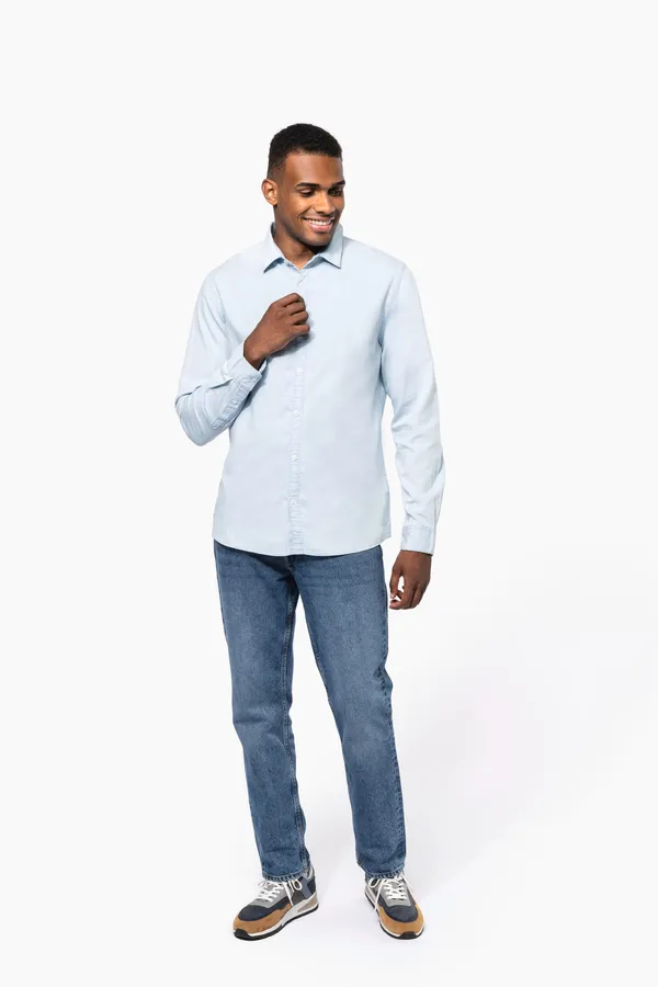 Men's faded shirt in cotton twill