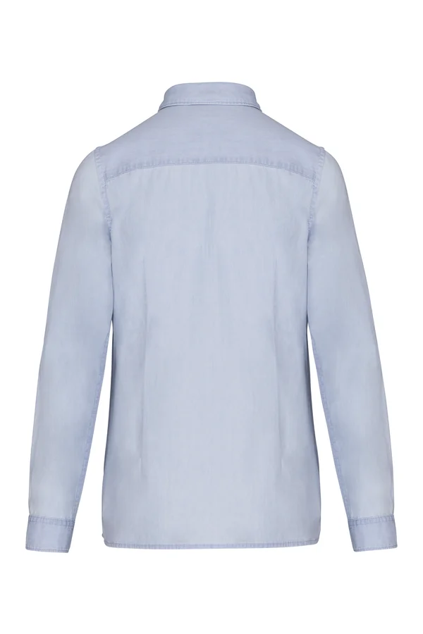 Damenbluse aus Baumwolltwill Bleached Indigo