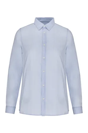 Damenbluse aus Baumwolltwill Bleached Indigo