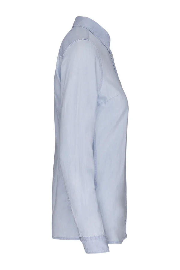 Damenbluse aus Baumwolltwill Bleached Indigo