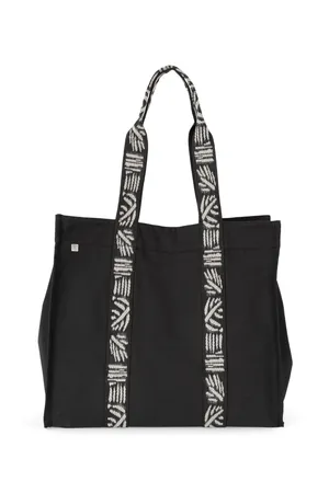 Große recycelte Shoppingtasche mit Falte Black Night / Nippon Ecru