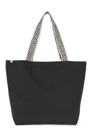 Große, recycelte Shoppingtasche Black Night / Ethnic Black
