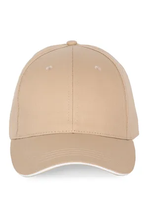 6-Panel-Kappe mit Kontrast-Sandwichschirm Beige / White