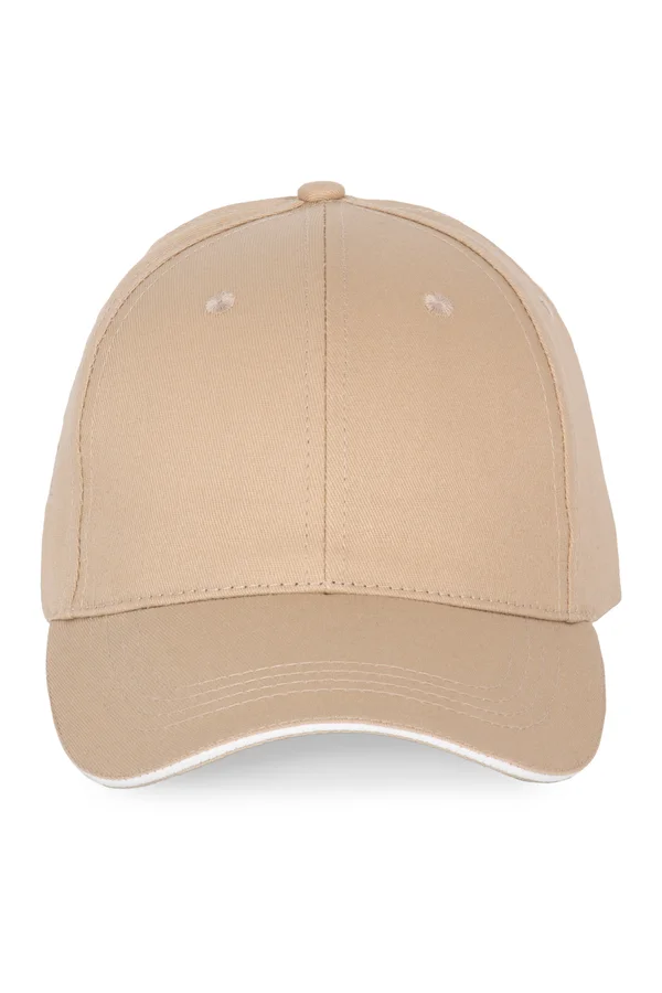 6-Panel-Kappe mit Kontrast-Sandwichschirm Beige / White