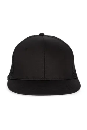 Trucker-Cap - 6-Panels-Kappe, Flachschirm Black