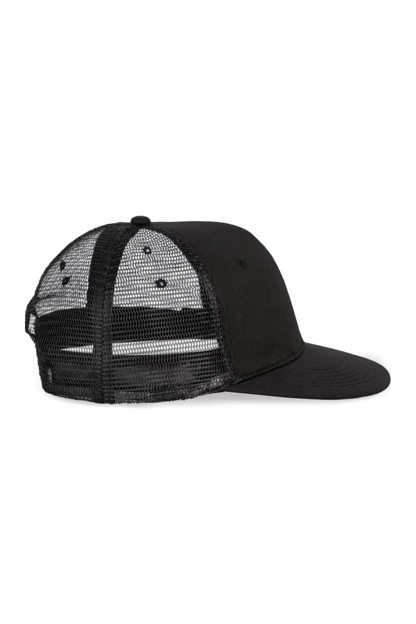 Trucker-Cap - 6-Panels-Kappe, Flachschirm Black