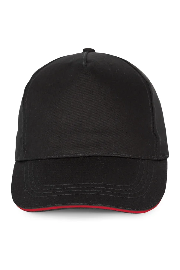 5-Panel-Kappe - Kontrast-Sandwichschirm Black / Red