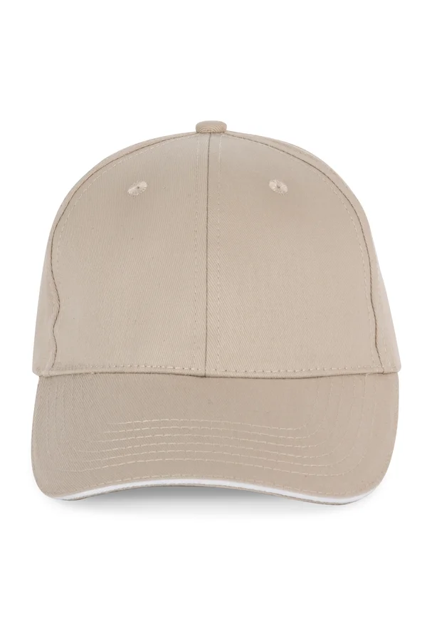 6-Panel-Kappe mit Kontrast-Sandwichschirm Beige / White