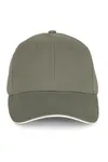 6-Panel-Kappe aus biologischer Baumwolle mit Kontrast-Sandwichschirm Almond Green / Ivory
