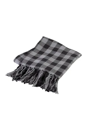 Schultertuch mit Fransen Dark Grey / Light Grey