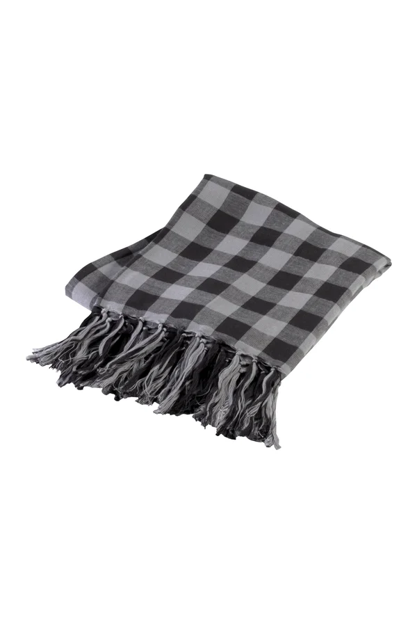 Schultertuch mit Fransen Dark Grey / Light Grey