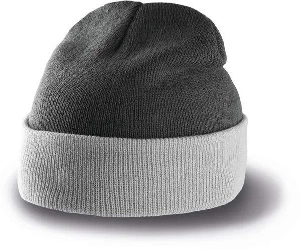 Two-tone beanie with turn-up